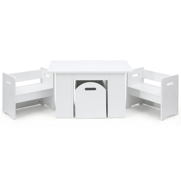 Keezi 3PCS Kids Table and Chairs Set Storage Toys Play Activity Desk