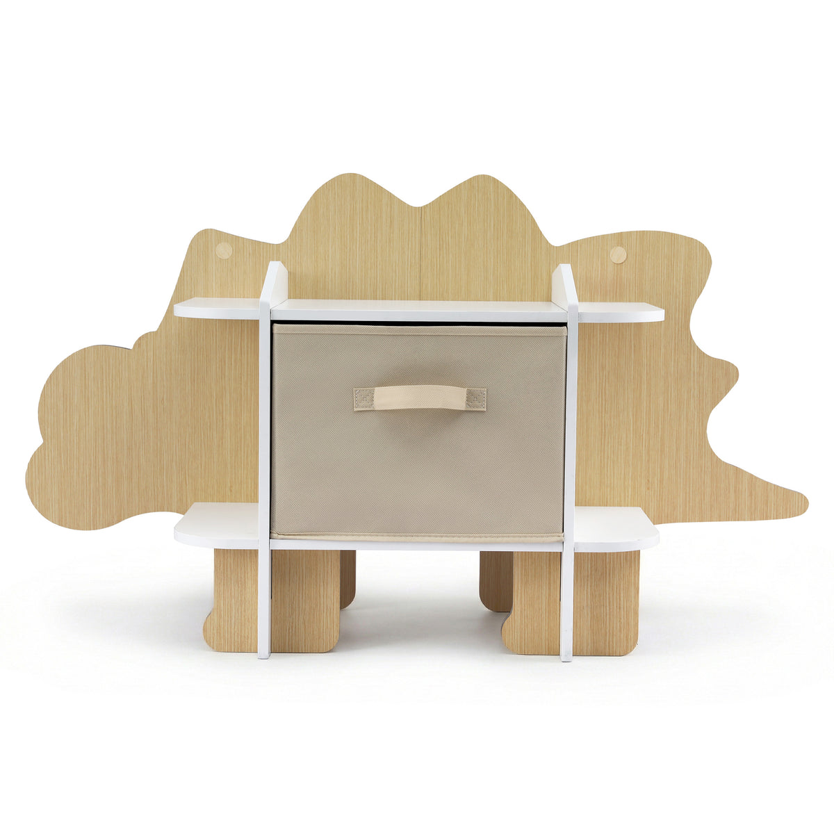 Keezi Dinosaur Kids Bookshelf 2-Tier Children's Bookcase Wooden with Fabric Drawer