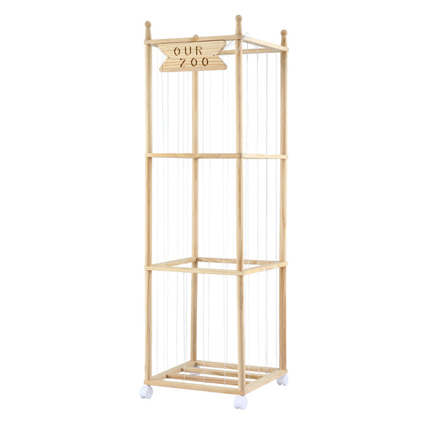 Keezi Stuffed Animal Storage Wooden Toy Holder with Wheels Soft Toy Storage Zoo Cage