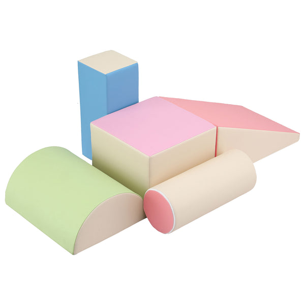 Keezi Kids Climbing Blocks 5-Piece Foam Toddler Playset Soft Indoor Climbing Toy Rocker