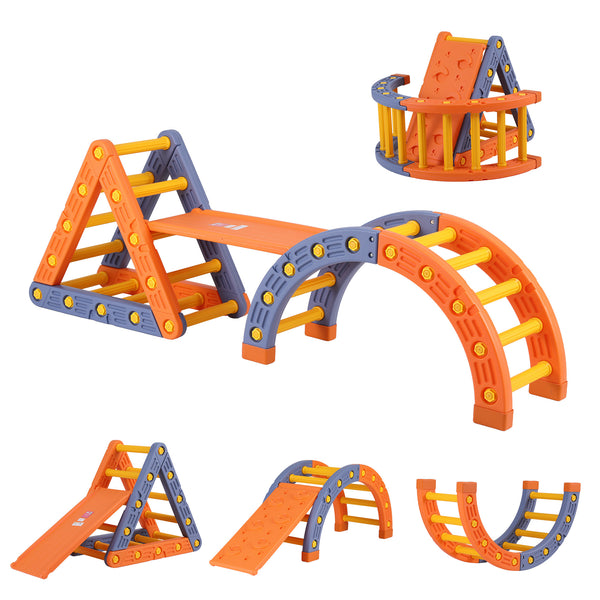Keezi Kids Climbing Frame Set With Slide Pikler Triangle Climber With Arch