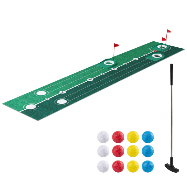 Keezi Kids Golf Putting Game Set with Golf Club, Putting Mat, 12 Balls, 3 Target Holes