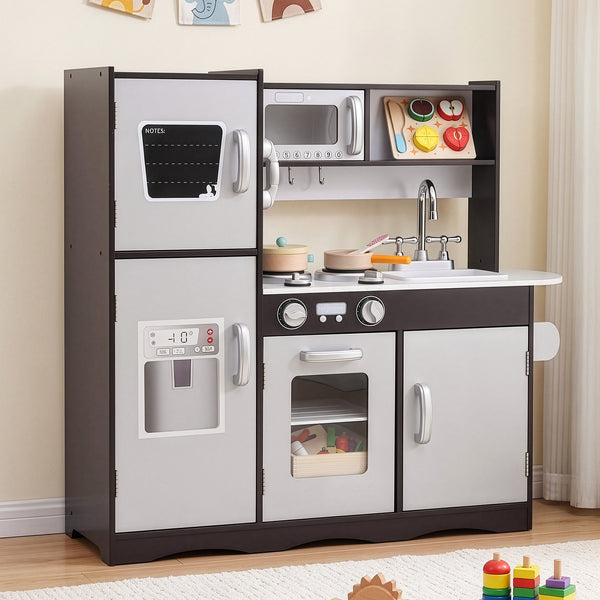 Keezi Kids Play Kitchen Pretend Toy Kitchen With Wooden Play Food Set